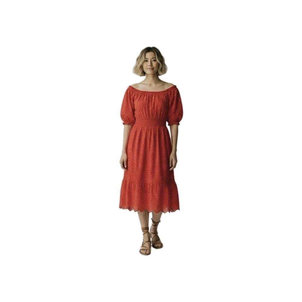 Betsey Johnson Eyelet Ruffle Dress M Girly Romantic Feminine Wedding